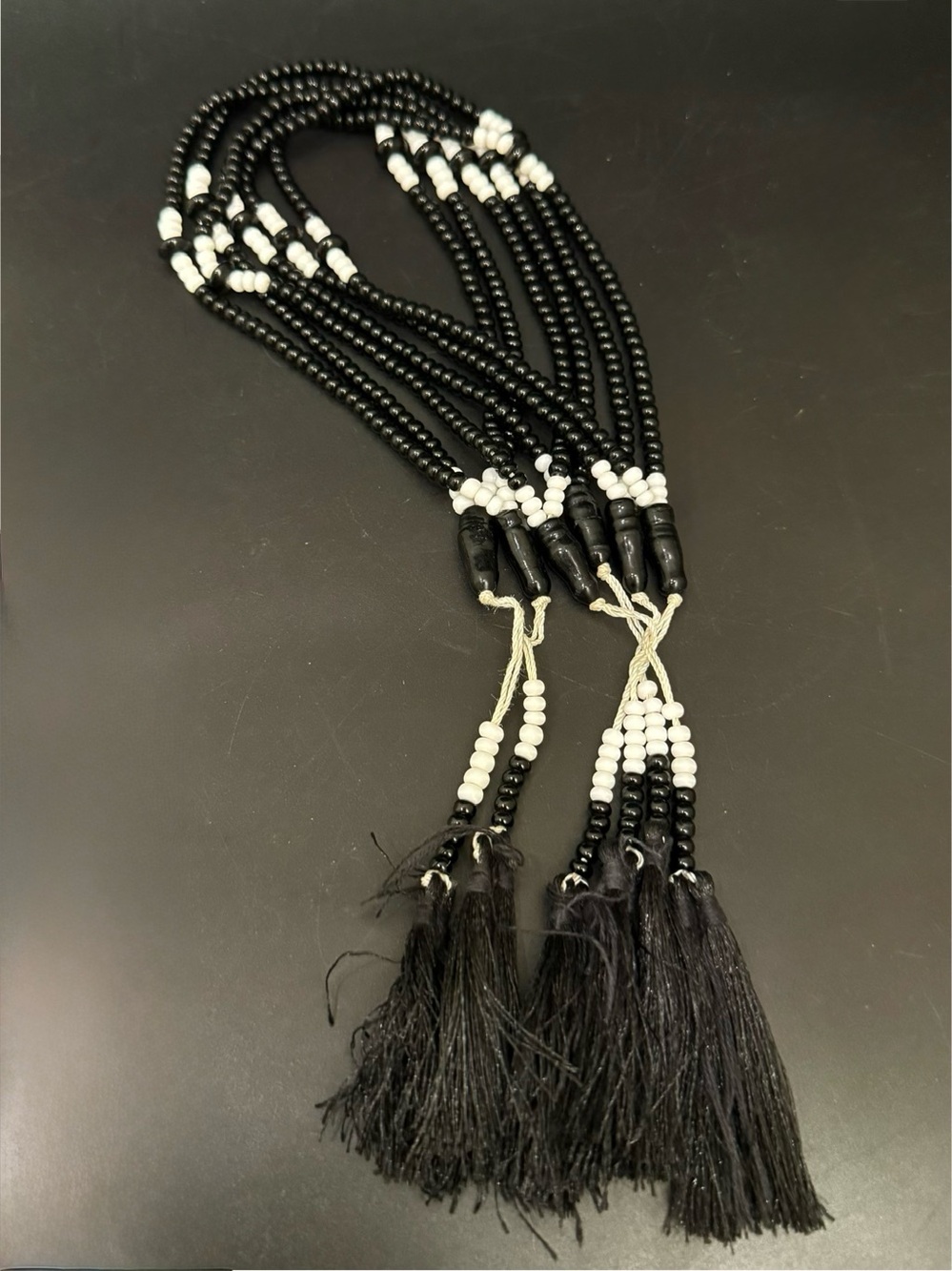 Lot 6 Black & White 5mm Seed Beads Tasbih/Misbaha Mala Prayer Beads